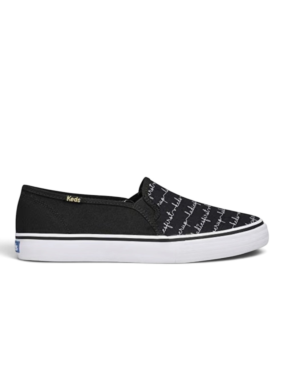 Keds “Empower Script” Slip-on Sneakers in Black/White Sz 8.5